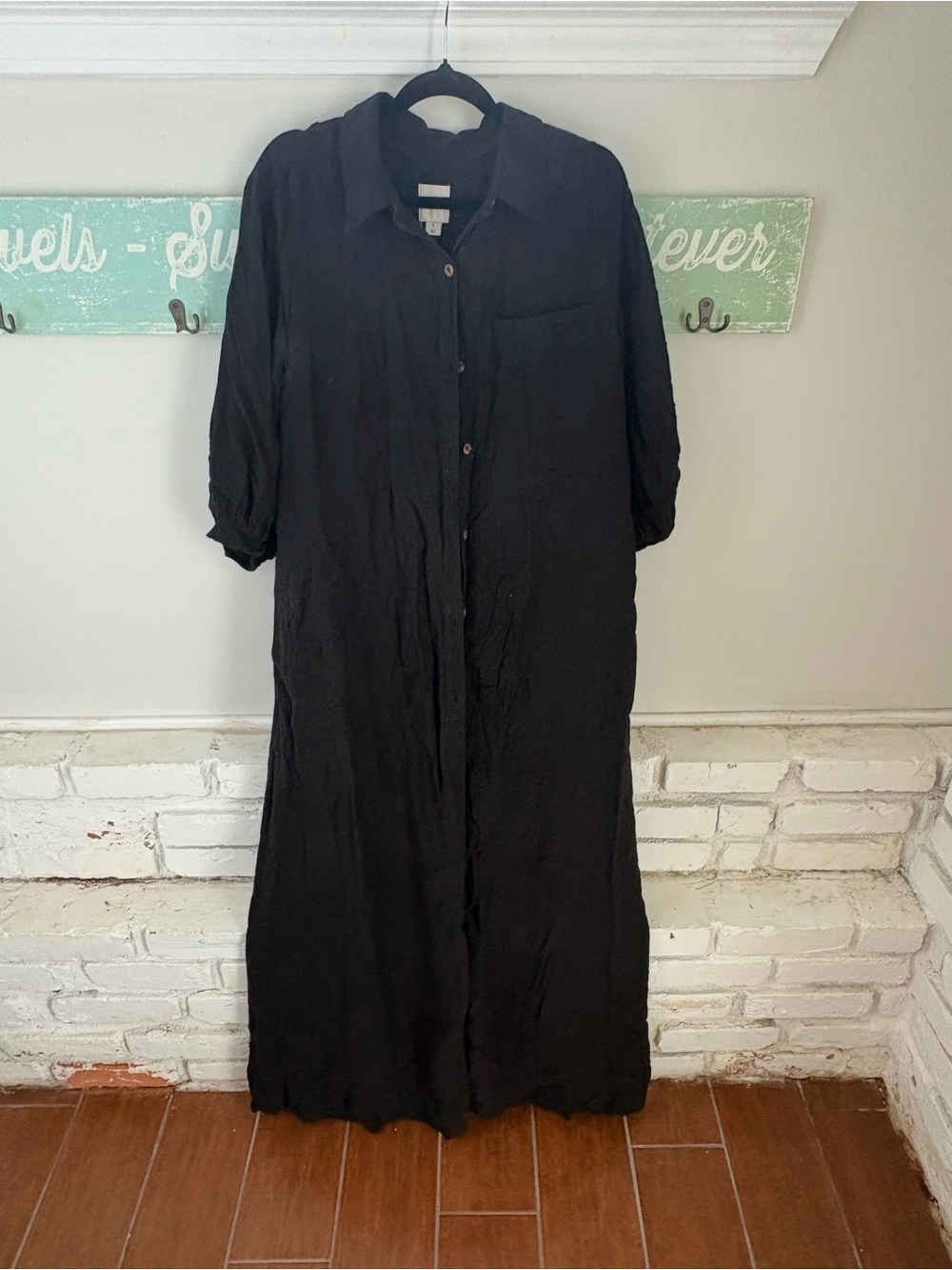 Maeve Black Maxi Button-Front Shirt Dress the Mona shirt dress